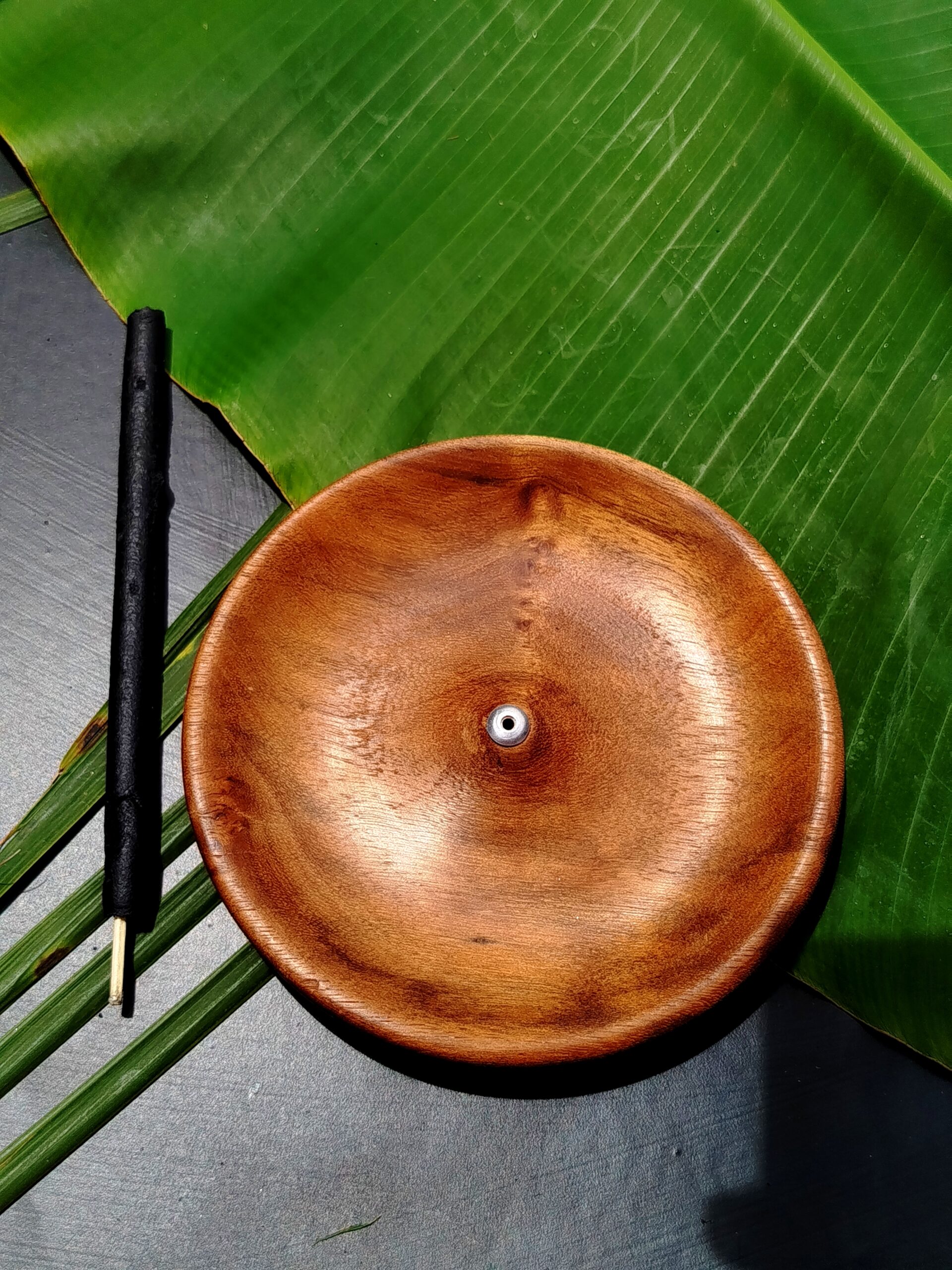 Incensário Redondo de Madeira | Imbuia - Imagem 2