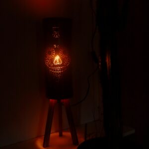 Luminária de Bambu Gigante | Caveira Mexicana com Luz Âmbar