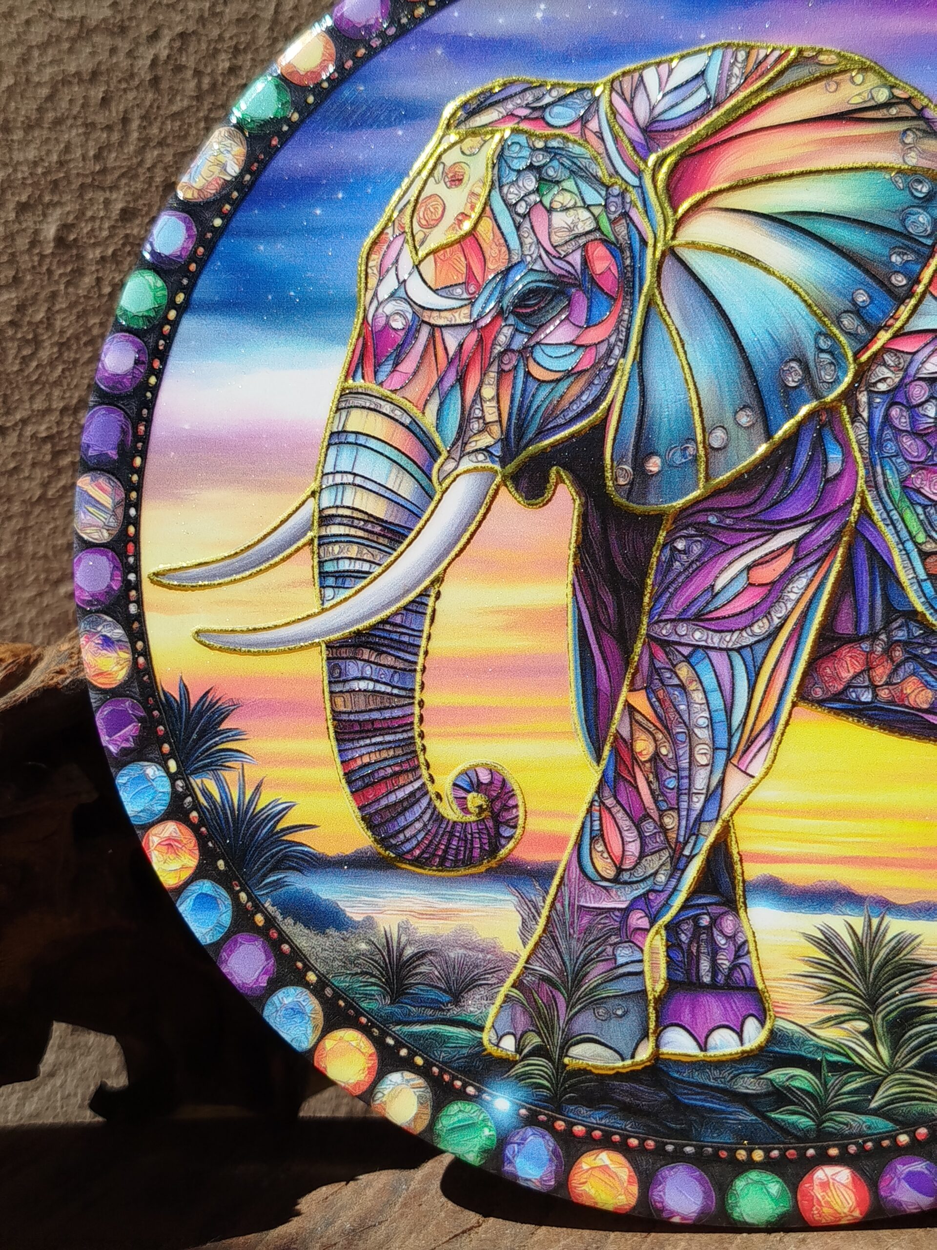 Quadro de Porcelana em Alto Relevo | Elefante no Luar - Imagem 3