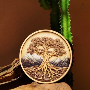Quadro de Porcelana em Alto Relevo | Árvore da Vida | Yggdrasil