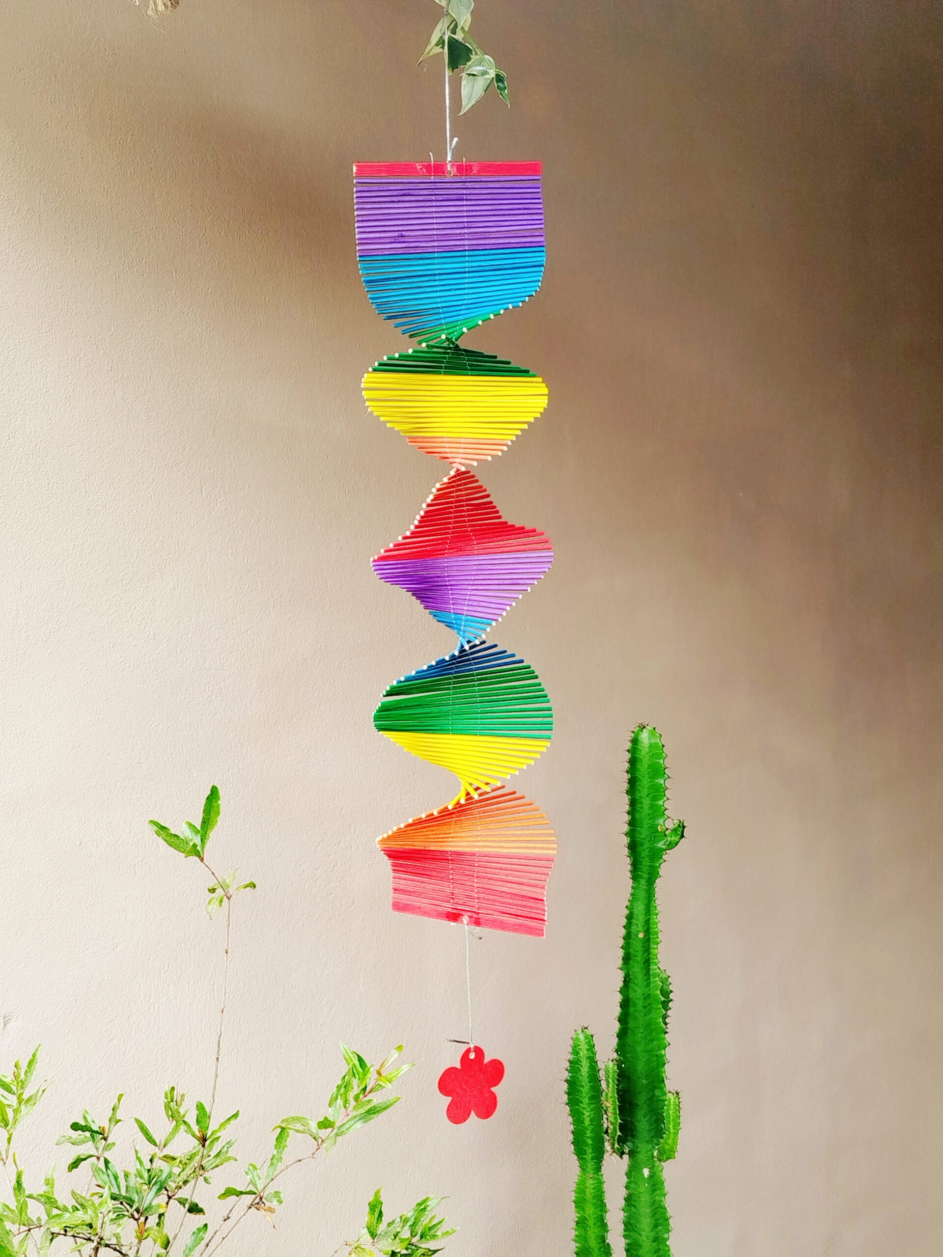 Mobile Arco Íris Mensageiro dos Ventos | Catavento Espiral de Bambu - Imagem 5